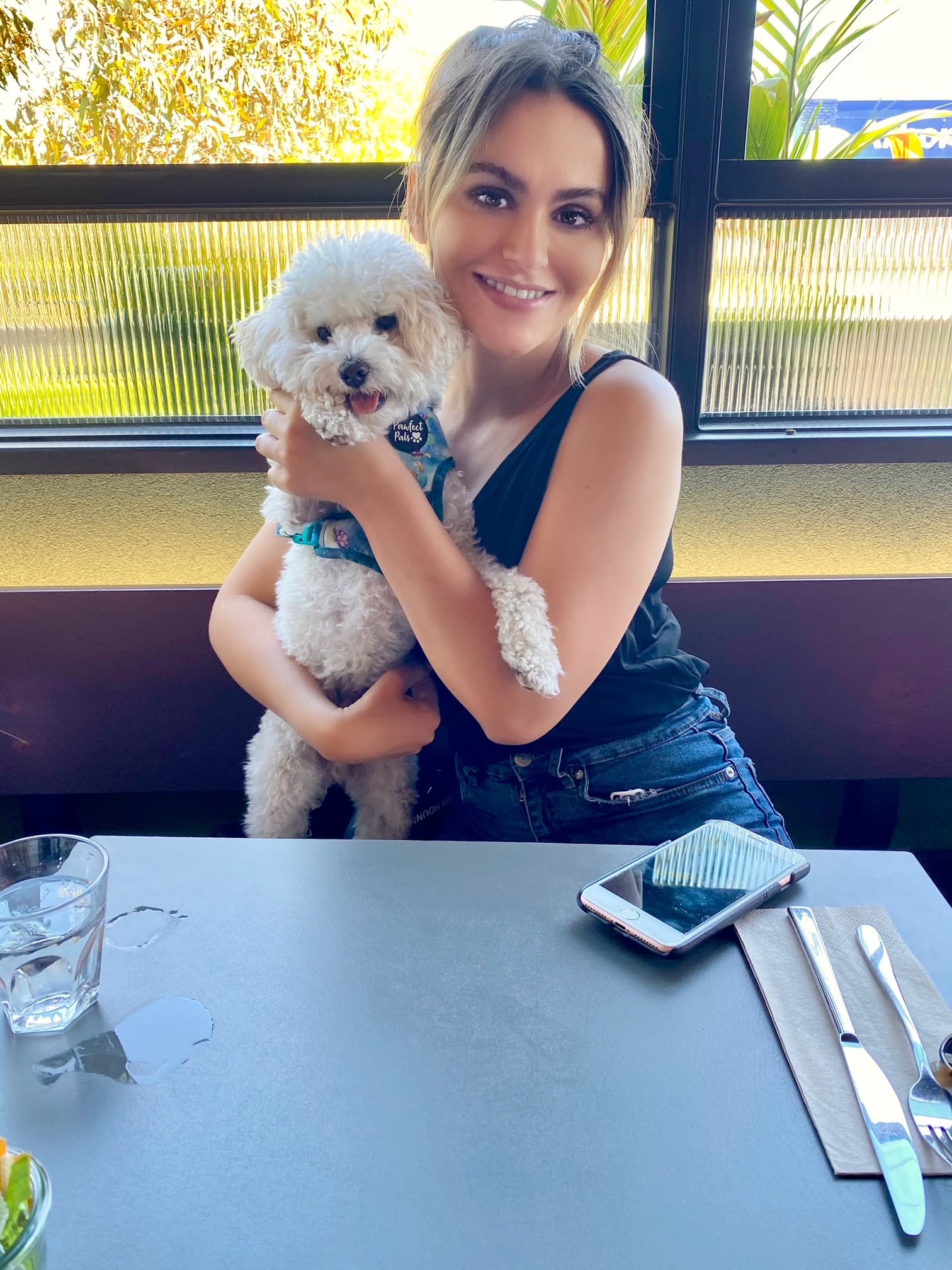 Ajla holding puppy Alfie